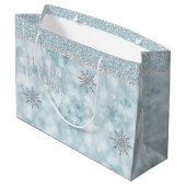 Glitzy Snowflakes Holiday Gift Bag Large Cadeautasje (Achterkant Gekanteld)