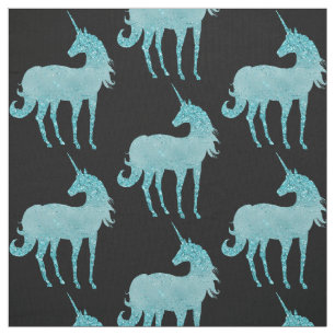 Glitzy Sparkle Aqua Unicorn Stof