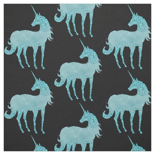 Glitzy Sparkle Aqua Unicorn Stof (Swatch)