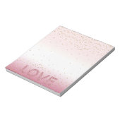 Glitzy Sparkle Confetti Roze Glitter Love Notitieblok (Linkerzijde)