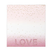 Glitzy Sparkle Confetti Roze Glitter Love Notitieblok (Voorkant)