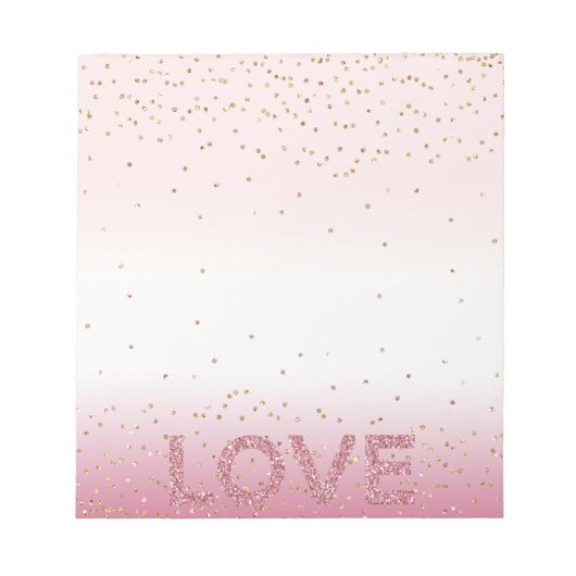Glitzy Sparkle Confetti Roze Glitter Love Notitieblok (Voorkant)