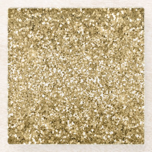 Glitzy Sparkle Gold Glitter Glazen Onderzetter (Voorkant)
