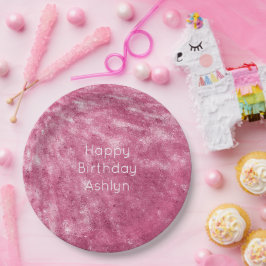 Glitzy Sparkle Roze Verjaardag Papieren Bordje