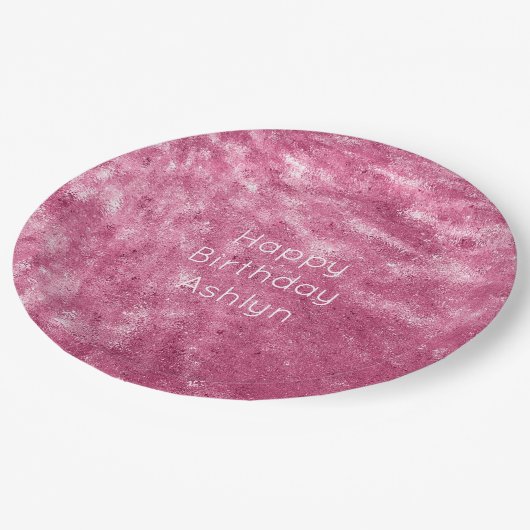 Glitzy Sparkle Roze Verjaardag Papieren Bordje (Gekanteld)