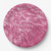 Glitzy Sparkle Roze Verjaardag Papieren Bordje (Voorkant)