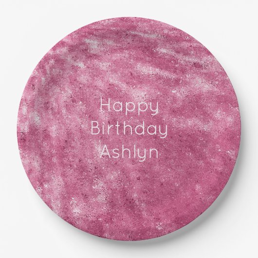 Glitzy Sparkle Roze Verjaardag Papieren Bordje (Voorkant)