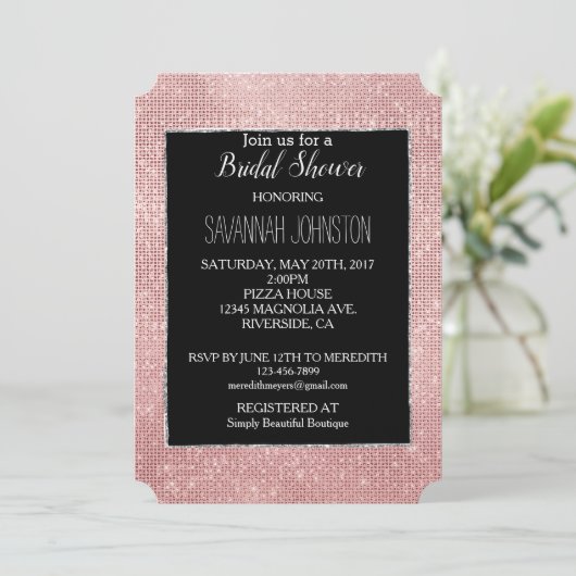 Glitzy Sparkle Wit Rose Goud Zilver Kaart (Staand voorkant)