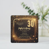 Glitzy Sparkles | Stars Gold 30th Birthday Party Kaart (Staand voorkant)