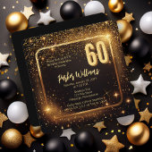 Glitzy Sparkles | Stars Gold 60th Birthday Party Kaart