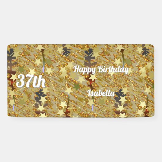 Glitzy Sparkling Happy Any Age Birthday Spandoek (Horizontaal)