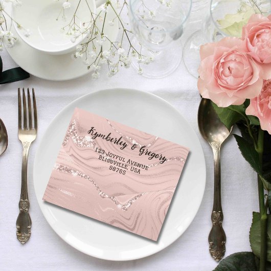 Glitzy Sparkly Blush Roze Zilver E-mail All In One Uitnodiging