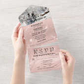 Glitzy Sparkly Blush Roze Zilver Foto E-mail All In One Uitnodiging (Afscheurbaar)