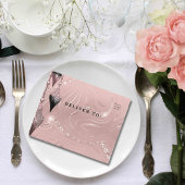 Glitzy Sparkly Blush Roze Zilver Foto Kerstmis All In One Uitnodiging