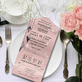 Glitzy Sparkly Blush Roze Zilver Kerstmis All In One Uitnodiging