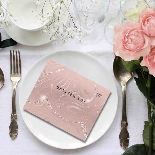 Glitzy Sparkly Blush Roze Zilver Kerstmis All In One Uitnodiging