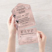 Glitzy Sparkly Blush Roze Zilver Kerstmis All In One Uitnodiging (Afscheurbaar)