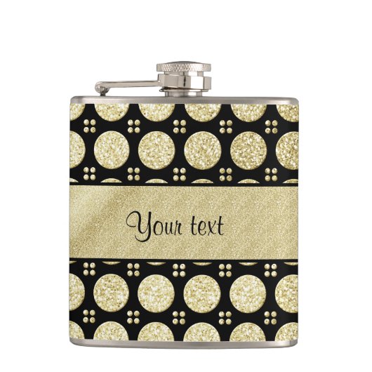 Glitzy Sparkly Faux Gold Glitter Buttonnen Heupfles (Voorkant)