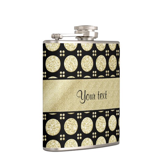 Glitzy Sparkly Faux Gold Glitter Buttonnen Heupfles (Rechts)