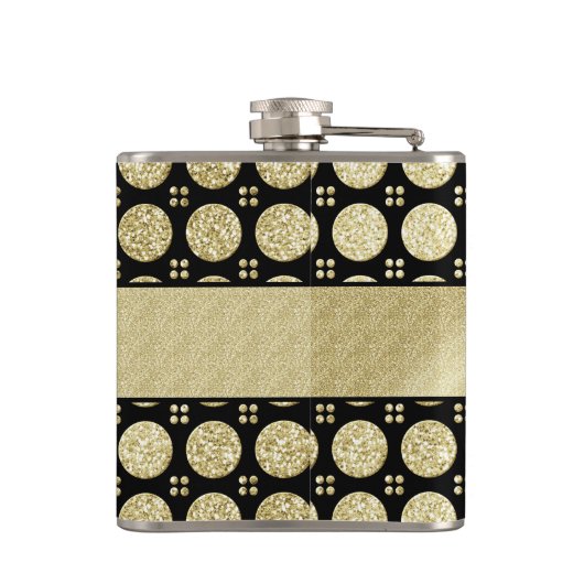 Glitzy Sparkly Faux Gold Glitter Buttonnen Heupfles (Achterkant)