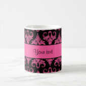Glitzy Sparkly Hot Pink Glitter Damask Koffiemok (Center)