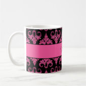 Glitzy Sparkly Hot Pink Glitter Damask Koffiemok (Links)