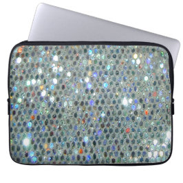 Glitzy Sparkly Silver Bling Glitter Laptop Sleeve