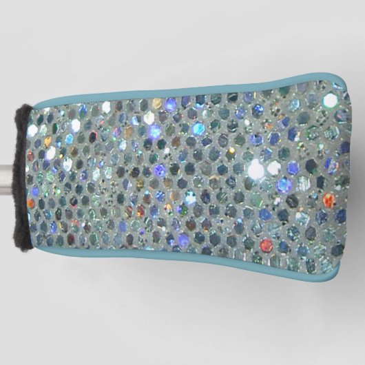 Glitzy Sparkly Silver Glitter Bling Golfheadcover (Voorkant)