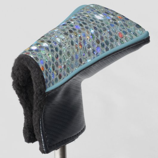 Glitzy Sparkly Silver Glitter Bling Golfheadcover (3/4 voorkant)