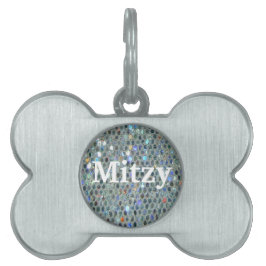 Glitzy Sparkly Silver Glitter Bling Huisdieren Naamplaatje