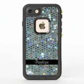 Glitzy Sparkly Silver Glitter Bling Jouw naam toev (Achterkant)