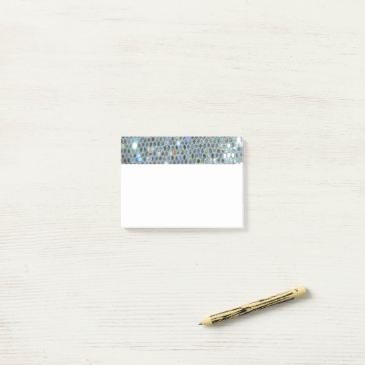 Glitzy Sparkly Silver Glitter Bling Post-it® Notes (Op bureau)