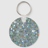 Glitzy Sparkly Silver Glitter Bling Sleutelhanger (Voorkant)