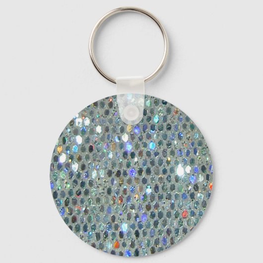 Glitzy Sparkly Silver Glitter Bling Sleutelhanger (Voorkant)
