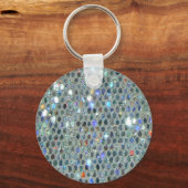Glitzy Sparkly Silver Glitter Bling Sleutelhanger (Voorkant)