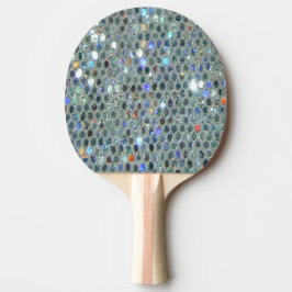 Glitzy Sparkly Silver Glitter Bling Tafeltennisbatje