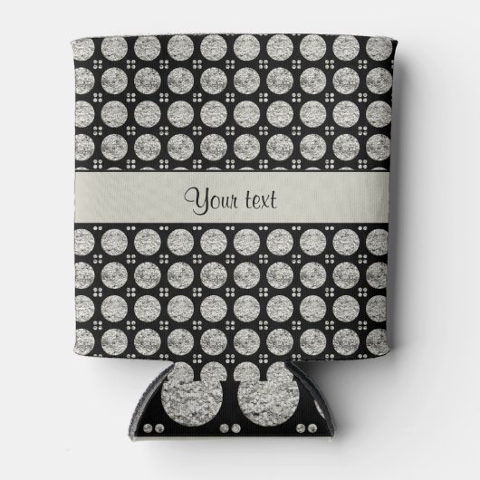 Glitzy Sparkly Silver Glitter Buttonnen Blikjeskoeler (Voorkant)