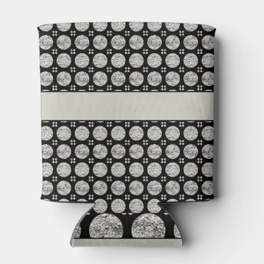 Glitzy Sparkly Silver Glitter Buttonnen Blikjeskoeler (Achterkant)