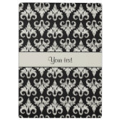 Glitzy Sparkly Silver Glitter Damask Klembord (Achterkant)