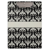 Glitzy Sparkly Silver Glitter Damask Klembord (Voorkant)