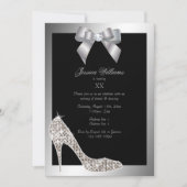 Glitzy Sparkly Stiletto, Silver Bow Verjaardagsfee Kaart (Voorkant)