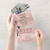 Glitzy Sparkly Zilver Roze Kerstmis Foto All In One Uitnodiging (Afscheurbaar)