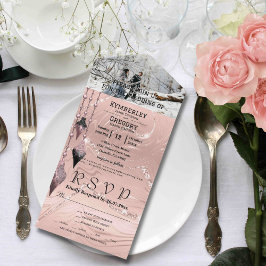 Glitzy Sparkly Zilver Roze Kerstmis Foto All In One Uitnodiging