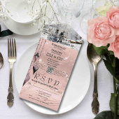 Glitzy Sparkly Zilveren Roze Kerstmis Foto QR Code All In One Uitnodiging