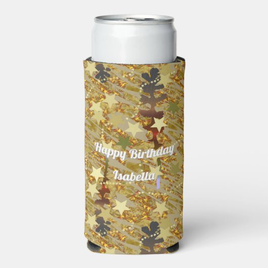 Glitzy Sprakling Any Age Birthday Abstract Pattern Seltzer Blikjeskoeler (Seltzer Voorkant)