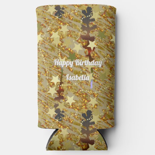 Glitzy Sprakling Any Age Birthday Abstract Pattern Seltzer Blikjeskoeler (Voorkant)