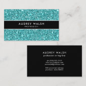 Glitzy Stijlvolle Blauwe GLITTER Striped Visitekaartje (Voorkant / Achterkant)