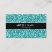 Glitzy Stijlvolle Blauwe GLITTER Striped Visitekaartje (Voorkant)