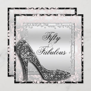 Glitzy Stilettos, Diamonds & Damask Fabulous 50 Kaart
