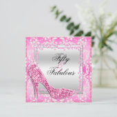 Glitzy Stiletto's, Diamonds & Damask Fabulous 50 Kaart (Staand voorkant)